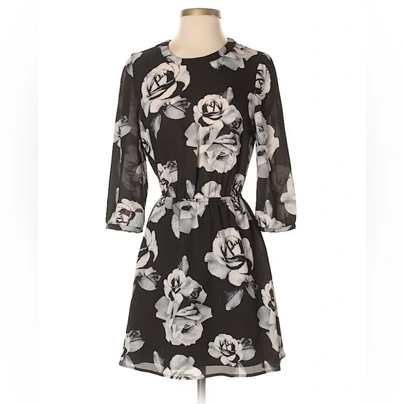 forever 21 floral black dress Forever 21 Tiered Bell-Sleeve Mini Dress Black X-Small at Amazon Women's Clothing store